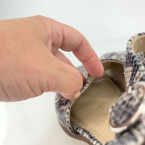 Earth Murano Haze Sandals Women' 9.5 Taupe Multi Snake Ankle Strap Block Heel - Picture 11 of 16